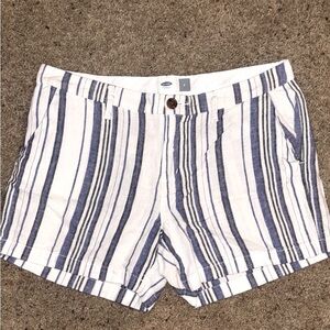 Old Navy Striped Blue and White Linen Shorts